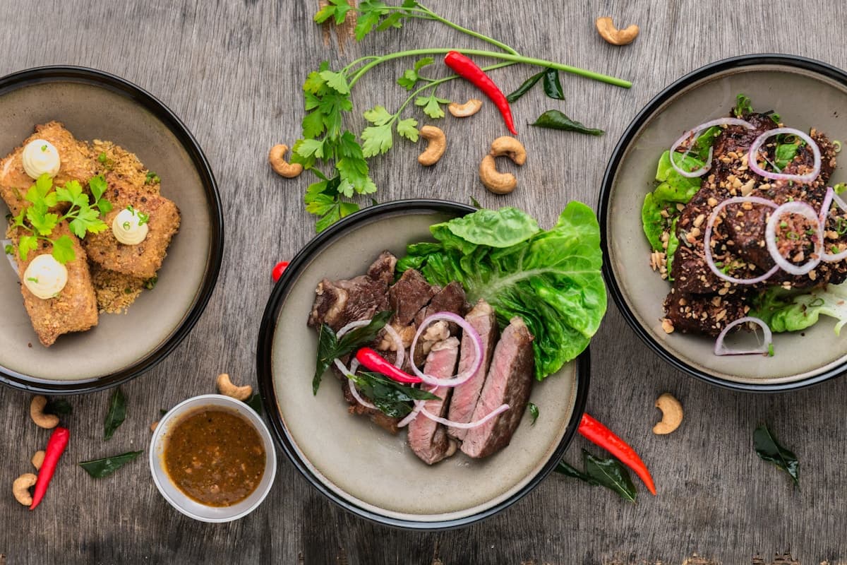 Colorful plated gourmet meal
